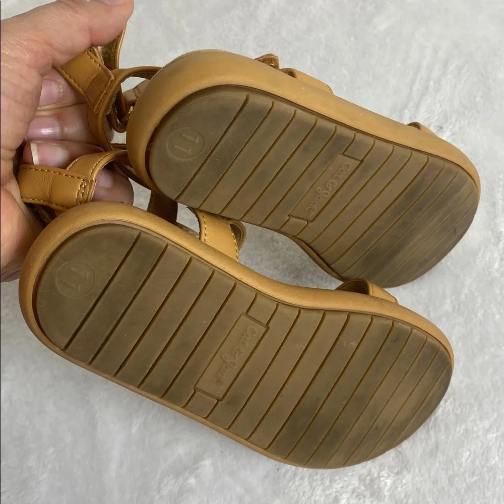 Cat & Jack Kids T-Strap Sandals - White and Tan Size 11